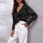 Naiste Mood &Uuml;hev&auml;rviline Satiin Siid S&auml;rk Pikkade Varrukatega Satiin Imitatsioon Siidist S&auml;rk Top XL