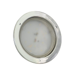 24 V LED &uuml;mmargune katuse-laevalgusti kroomitud korpusega, sobib bussidele, haagissuvilatele, matkaautodele, paatidele ja reisibussidele