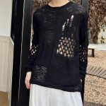 Jaapani stiil Vintage auguline Ebakorrap&auml;rane Kampsunid S&uuml;gis Talv Stiilne L&auml;bil&otilde;ikega Meeste r&otilde;ivad &Uuml;hev&auml;rviline Vabaaja Silmkoeline Pullover L must