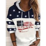 Ameerika lipp ja &otilde;nnistatud 3D-prindiga kapuutsiga puseroog naistele Moodne suur kapuutsiga puseroog naistele Kirjaga jakk-puseroog taskuga Pullover XL black