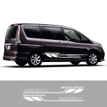 2PCS Car Side Door Stickers For Nissan Serena C23 c25 c26 c27 Long Stripes Motor Sport Graphics Vinyl Decals Tuning Matt Black