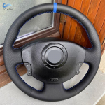Renault Megane 2 2003 2004 - 2008 Kangoo 2008 Scenic 2 2003-2009 jaoks auto roolikatte viimistlus must nahk sinisega