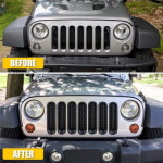 Front Mesh Grille erts Headlight Accessories Cover For Jeep Wrangler JK EXV