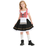 Laste Saksamaa Oktoberfest Kost&uuml;&uuml;m Baieri Dirndl &Otilde;lut&uuml;druk Teenijat&uuml;druk Ruuduline Kleit Traditsiooniline Rahvuslik Esitus Cosplay Kost&uuml;&uuml;m XS must