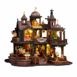 DIY Puust Pusle Edinburghi lossi Maja Kujukesed Miniatuurid Komplektid LED-valgustitega Nukkude maja Kodu Kaunistus T&auml;iskasvanutele K&auml;sit&ouml;&ouml;kingitused