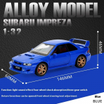 JDM 1:32 Subaru Impreza WRX STI Modifitseeritud S&otilde;iduk Sulam Metall Valatud Mudelauto Heli Ja Valgus T&otilde;mba Tagasi S&uuml;nnip&auml;evakingitus Lapsele sinine