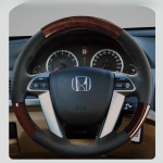Hand-stitched Leather peach wood grain Steering Wheel Cover For Honda Accord 8 2008-2012 Crosstour 2012 Pilot 2009-2015 4