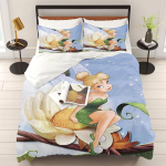 Tinkerbelli multifilmiga tekikottikomplekt Laste voodipesu V&auml;lgupoisi voodipesu Voodipesu Kingitus Pehme tekk lastele AU Single(140*210cm)3pcs white