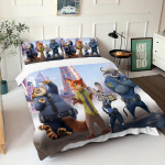 Zootopia Judy Nick Tekikate Komplekt Tekk Voodipesu 3D Laste Voodipesu Komplekt 3-osaline 1 Tekikate Kuninglik Suurus US Twin(172*218cm)3pcs