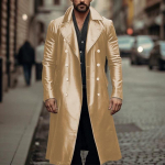 Meeste Suurused Kahe Rinnaga Nahast Trenchcoat - Euroopa Stiilis Talvejakk XL kuld