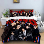 KPOP tekikate padjap&uuml;&uuml;r S-Stray-K-Kids Voodipesukomplekt T&auml;iskasvanu Poiss T&uuml;druk Magamistoa Kaunistus Lastekingitus &Uuml;he- Kahekohaline Suur Suurus EU Single(135*200cm)3pcs