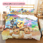 Pok&eacute;mon Eevee Muster Voodipesu Kodukaunistus S&uuml;nnip&auml;evakingitus (1 * tekikott + 2 * padjap&uuml;&uuml;ri, ilma s&uuml;damikuta) 135x200cm