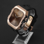Luksuslik modifikatsioonikomplekt Apple Watch 10 46mm 42mm jaoks Liblikpandla Roostevabast terasest korpus Iwatch Ultra2 1 49mm jaoks Fluoroelastomeer iwatch 10 46mm beige