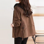 Trendikas Euroopa stiilis tuulepluus kevadeks kapuutsiga mantliga L kohv