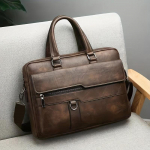 Vintage PU nahast &auml;riportfell Messenger Bag K&auml;ekott meestele Reisimine T&ouml;&ouml; Arvutikott Crossbody &otilde;lakott tumepruun v&auml;rv