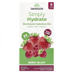 Swanson, Simply Hydrate, Elektrol&uuml;&uuml;tide h&uuml;dratsioonisegu, Marjamiks, 8 pulgapakki, 0,21 untsi (6.04 g) iga
