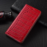 Krokodillinahast ehtne nahast klapp&uuml;mbris iPhone 17 16 16E 15 14 13 12 11 8 X XS Pro Max Plus jaoks Luksuslik kaardipesa rahakotiga kate Funda Genuine Leather&iPhone 12 punane
