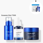 MEDICUBE Zero One Day 3-astmeline &ouml;ine poorihoolduse komplekt Exosome Shot 2000 / 7500 + One Day seerum + One Day kreem + Pooride proovikomplekt Exosome Shot 7500 blue
