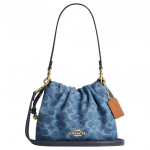 Coach Faye 22 Monogramm Kettrihmaga Puuvillane Ja Nahast Crossbody Kott Keskmine Naiste kotid Denim-Sinine CDB94-IMTYV Basic Set (Bag+Dust Bag)