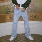 BeatStreet Y2k Retro L&otilde;dvad teksap&uuml;ksid Trendikad Cupidi Ingli Muster Meeste Naiste P&uuml;ksid Ameerika Hip Hop T&auml;navar&otilde;ivad Unisex Vabaaja Sirge L&otilde;ikega Teksap&uuml;ksid S sinine