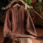 Johnature naiste vintage puuvillased soojad parkid, pikkade varrukatega n&ouml;&ouml;biga talvemantlid, prinditud lillelised taskud naiste parkad One Size helepruun v&auml;rv