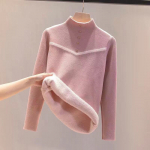 Naiste paksendatud pl&uuml;&uuml;sist sviiter talvel soe Slim Fit pullover M roosa