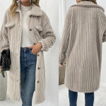 S&uuml;gistalvine pikk mantel, naine, soe kunstkarusnahast jope Naiste mantel V&auml;lisriided Naiste jope 2XL aprikoosi