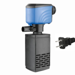 3-in-1 akvaariumi filtripump Energias&auml;&auml;stlik Vaikne t&ouml;&ouml; Sukeldatav filter Must filtripuuvill Plastikust veefiltripump gray
