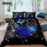 Roosiline tekikate pakett Naiste &scaron;ikk lilla lilleprindiga disain Magamiskottide pakett Unistuslikud lilled S&auml;ra Kuninglik m&otilde;&otilde;tmetega tekikate EU single(135x200cm)