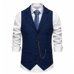 Meeste retro rev&auml;&auml;riga kettvest Moodne kalasaba j&auml;me tviid taskud &uuml;likond vest Briti vabaaja vintage h&auml;rrasmeeste vabaaja pidu S tumesinine v&auml;rv