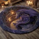 Fantaasiadraakon 3D-prinditud &uuml;mmargune vaip Raamatukogu Draakoniauk Illusioon P&otilde;randamatt M&uuml;stiline gooti kodu kaunistus &Uuml;mmargune vaip 80x80cm