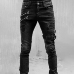 Vintage Slim Vabaaja T&auml;navastiil Meeste Mood Mootorrattur Džinn Hip Hop Retro Denim Džinnid Pluss Suurus Pluss Suurus M