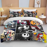 3D The Nightmare Before Christmas Tr&uuml;kitud Voodipesukomplekt 1 Tekikott 2 Padjap&uuml;&uuml;ri T&auml;iskasvanute ja Laste Voodipesukomplekt Mitu Suurust 140x200cm