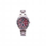 SEIKO 50 meetrit veekindel Kvarts Terasest rihm meeste k&auml;ekell punane sihverplaat SND495PC punane