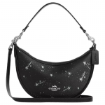 COACH Aria 26 t&auml;htmustriga kaetud l&otilde;uend ja sile nahast crossbody kott-tote keskmine naiste must must