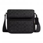 COACH Sullivan 20 logo tr&uuml;kitud magnetkinnitusega kaetud l&otilde;uendist ja nahast &otilde;la-crossbody kott v&auml;ike meeste must must