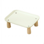 K&otilde;rgendatud kassikausi alus toidudosaatoriga, pestav PP puit, ergonoomiline disain, sobib lemmikloomade s&ouml;&ouml;tmiseks CreamColor 24x17x8cm