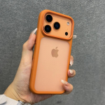 Luksuslik matt pooll&auml;bipaistev telefoni&uuml;mbris iPhone 17 Pro Max 17 Air jaoks, kaamera juhtnupu nupp, p&otilde;rutuskindel kaitserauaga tagakaas iPhone17 oranž