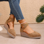 Kuum m&uuml;&uuml;k Naiste sandaalid Terava ninaga Suede kiiluga sandaalid Paksude talladega Mugavad libisemiskindlad ja v&auml;ljal&otilde;igetega disain Sobivad Sandalias 36 khaki