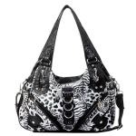 Euroopa Ameerika Naiste &Otilde;lakott Stiilne Neetidega Leopard Mootorrattakott Y2k Lahe Kaenlakott T&otilde;mblukuga Mitmetaskuline K&auml;ekott 35x10x25cm black