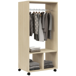 Kapp Riiul 2 sektsiooniga Kapp 4 p&ouml;&ouml;rlevat ratast h&auml;mar. 60L x 40W x 128H cm Looduslik puit 60 x 40 x 128 cm