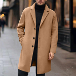 Trenchcoat Meeste Villane Mantel Sissel&otilde;ikega Krae &Uuml;he Rinnaga &Uuml;ler&otilde;ivas &Auml;ri-Vabaaja Talvejope Taskutega M khaki