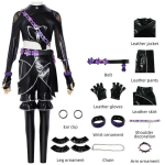 Kpop Demon Hunters Rumi Mira Zoey Cosplay Nahk Kost&uuml;&uuml;m PU Kangaga Anime Pidudeks Zoey,Child 140 black