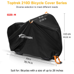 Toptrek Jalgrattakate Veekindel Kaitsekatted V&auml;litingimustes UV-vastane Jalgrattakate Vihma-Lume-Tuulekindel MTB Varjualune Mustuseratas Tarvikud M-200x110x70cm black