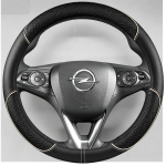 K&auml;sitsi &otilde;mmeldud must nahast auto roolikatte kate Opel Astra Corsa Crossland X ignia Karl Zafira Grandland X 2014- jaoks beež