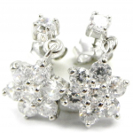 Les Tr&eacute;sors De Lily [I4203] - H&otilde;bedased k&otilde;rvar&otilde;ngad 'Crystal Flowers' h&otilde;bevalged (roodiumiga kaetud) - 16x8 mm valge