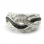 Bague Argent 'Romy' Noir Blanc (rhodi&eacute;) - 10 mm 50 must