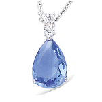 Les Tr&eacute;sors De Lily [L2026] - h&otilde;bedane kaelakee 'Sissi' sinine tansaniith&otilde;be (roodiumiga kaetud) - 18x8 mm sinine