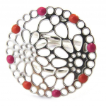 Bague Argent 'Carmen' rouge argent&eacute; (florale) 56 h&otilde;be