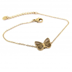 Les Tr&eacute;sors De Lily [P7939] &ndash; roosast kullast 'Butterfly' terasest disainik&auml;ev&otilde;ru &ndash; 12x8 mm Heleroosa